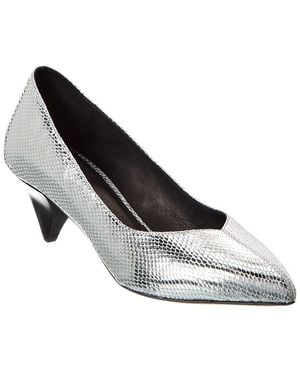 Isabel Marant Poomi Snake-Embossed Leather Pump - White