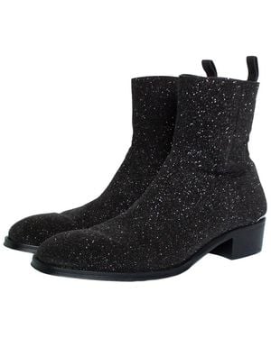 McQueen Leather Glitter Bootie (authentic Pre-loved) - Black