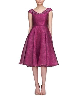 THEIA Kit Bateau Neck Cocktail Dress - Purple