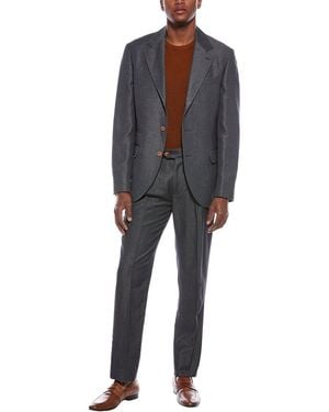 Brunello Cucinelli 2Pc Wool & Linen-Blend Suit With Pleated Pant - Blue