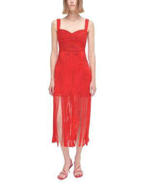Jonathan Simkhai Darby Fringe Hem Midi Dress - Red