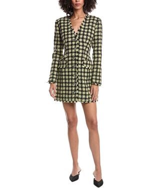 Toccin Mallory Strong Shoulder Button Front Wool-Blend Dress - Black