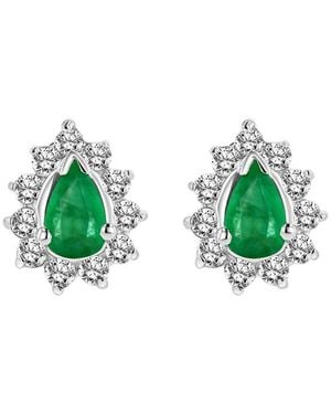 LEVARON 14K 0.70 Ct. Tw. Diamond & Emerald Earrings - Green