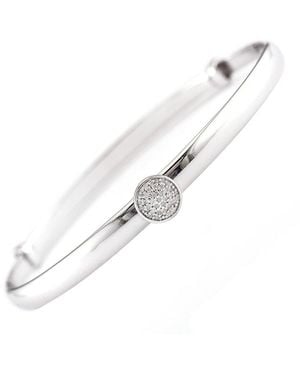 Diamond Select Cuts Silver 0.1 Ct. Tw. Diamond Round Disc Bangle Bracelet - White