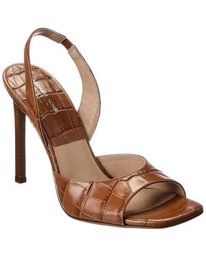 Michael Kors Marisa Croc-Embossed Leather Slingback Sandal - Brown