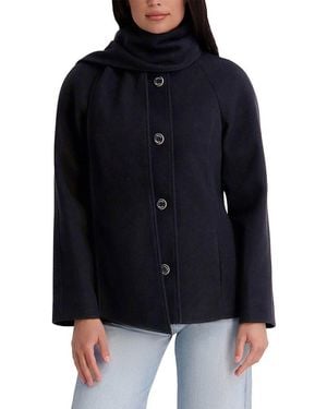 Kensie Scarf Neck Coat - Black