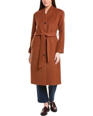 Avec Les Filles Overlap Wool-Blend Coat - Brown