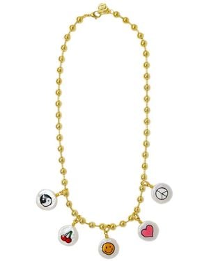 Cloverpost Squad 14k Plated 15-16mm Pearl Charm Necklace - Metallic