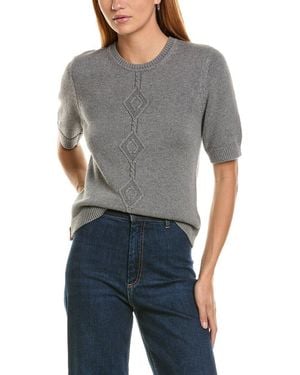 St. John Cashmere-Blend Cable Sweater - Gray