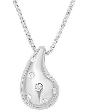 Italian Silver Cz Drop Necklace - White