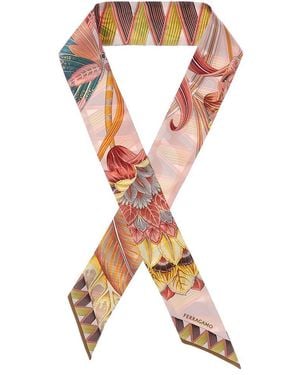 Ferragamo Butterflies Print Silk Scarf - Metallic