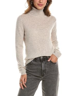 Forte Basic Turtleneck 100% Cashmere Pullover - White