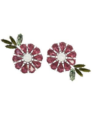 Carolina Herrera Cz Crystal Daisy Earrings - Pink