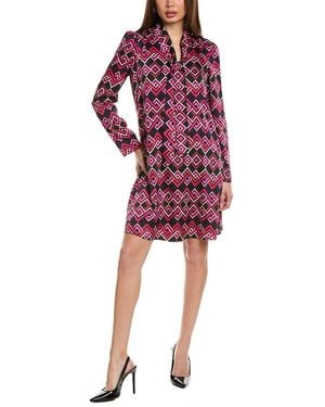 Joseph Ribkoff Satin Scarf Neck Shift Dress - Red