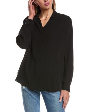Eileen Fisher V Neck Long Silk Top - Black