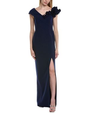 Teri Jon Solid Maxi Dress - Blue