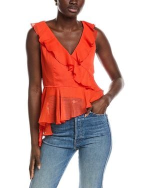 Laundry by Shelli Segal Asymmetrical Ruffle Blouse - Orange