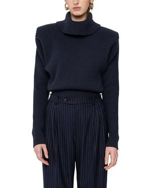 Ronny Kobo Wool-Blend Camilla Knit Top - Blue