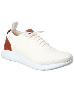 Isaia Leather-Trim Trainer - White
