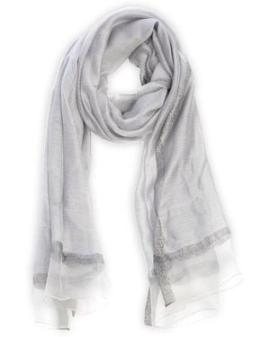 Saachi Shimmer & Shine Silk-Blend Scarf - White