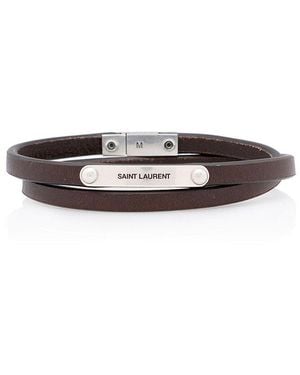 Saint Laurent Leather Id Double Wrap Bracelet (authentic Pre-loved) - Metallic