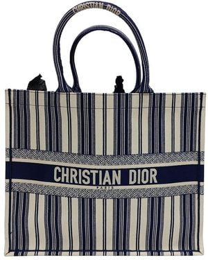 Dior Navy Blue Cotton Large Book Tote (authentic Pre-loved) - Black