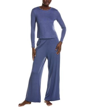Natori 2Pc Bliss Essentials Long Sleeve Pajama Set - Blue