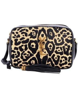 Saint Laurent Lou Camera Bag Printed Raffia Small (authentic Pre-loved) - Black