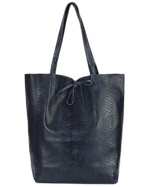 Tiffany & Fred Paris Embossed Leather Tote - Blue