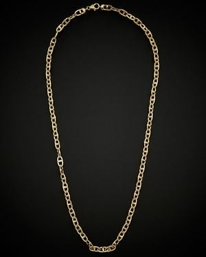 Italian Gold 14k Semi Solid Fancy Mariner Necklace - Black