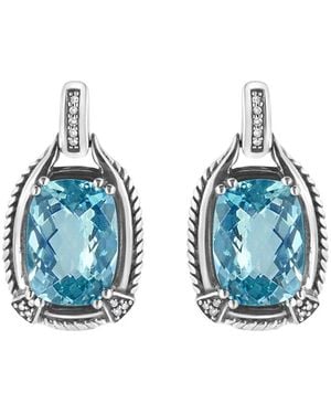 Haus of Brilliance Colourful Gemstones 18.10 Ct. Tw. Diamond & Topaz Dangle Earrings - Blue