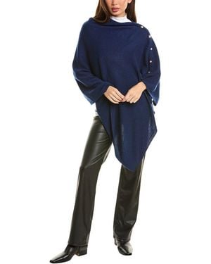 Sofiacashmere Button-Shoulder Cashmere Wrap Jumper - Blue