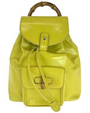 Gucci Brown Leather Bamboo Backpack (authentic Pre-loved) - Yellow