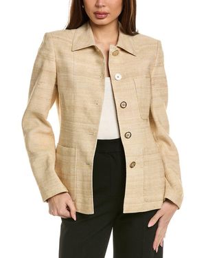 Lafayette 148 New York Patch-Pocket Tailored Linen-Blend Chore Jacket - Natural