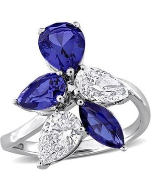 Rina Limor 18K 4.74 Ct. Tw. Lab-Grown Diamond & Lab-Grown Sapphire Cluster Ring - Blue