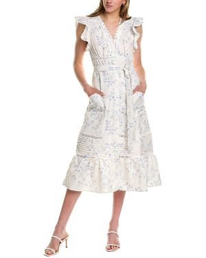 7021 Belted Floral Dress - White