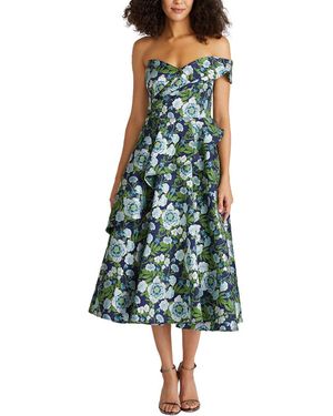 THEIA Tatum Peplum A-Line Midi Dress - Green