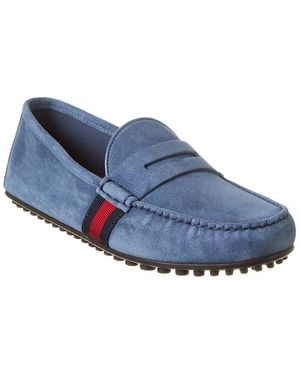 Gucci Web Suede Driver - Blue