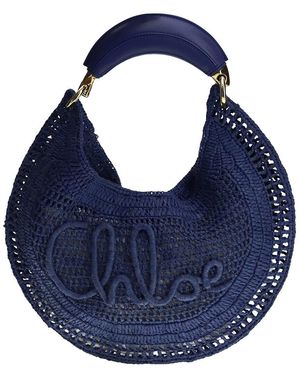Chloé Summer Banana Raffia Shoulder Bag - Blue