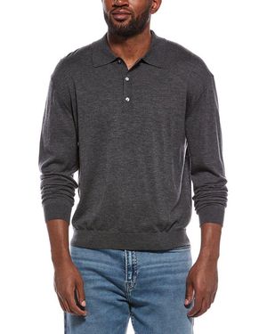 FRAME Superfine Wool Polo Jumper - Grey