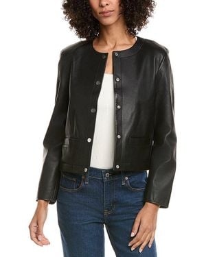 Theory Leather Crop Jacket - Black
