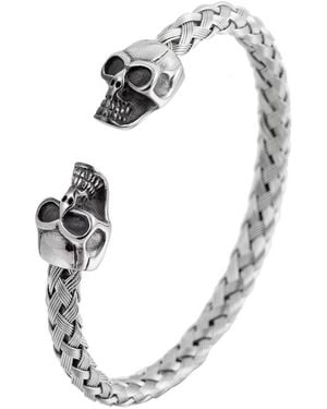Eye Candy LA Luxe Collection Willie Stainless Steel Skull Cuff Bracelet - White