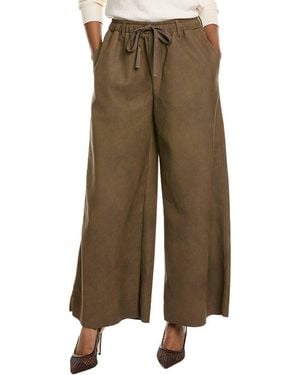 Vintage Havana Faux Leather Wide Pant - Green