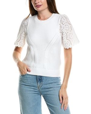 Design History Eyelet Sleeve Jumper - White