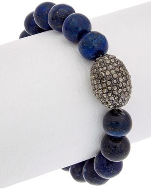 Rachel Reinhardt Jewelry Plated Lapis & Crystal Stretch Bracelet - Blue