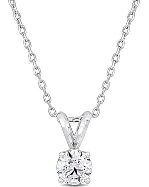 Lab Grown Diamonds Platinum 0.75 Ct. Tw. Lab-grown Diamond Pendant Necklace - Metallic