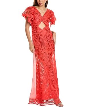 Alberta Ferretti Lace Silk Gown - Red