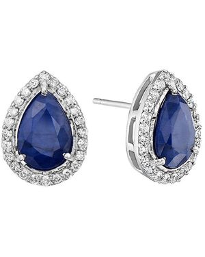 Forever Creations USA Inc. Forever Creations 14k 4.91 Ct. Tw. Diamond & Sapphire Halo Earrings - Blue