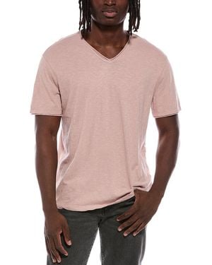 John Varvatos Miles Slub V-Neck Shirt - Pink