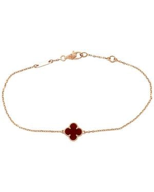 Van Cleef & Arpels 18k Rose Gold Sweet Alhambra Carnelian Bracelet (authentic Pre-loved) - White